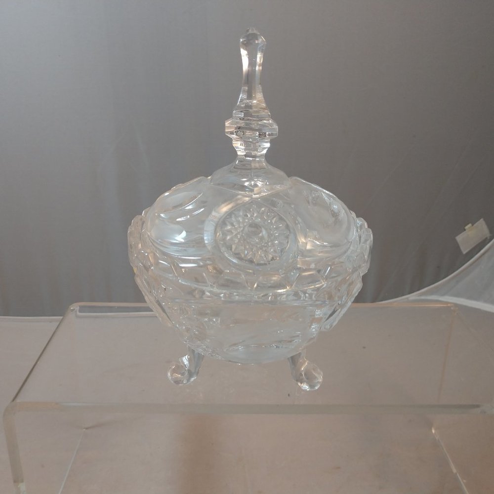 Crystal Footed Candy Dish with Lid